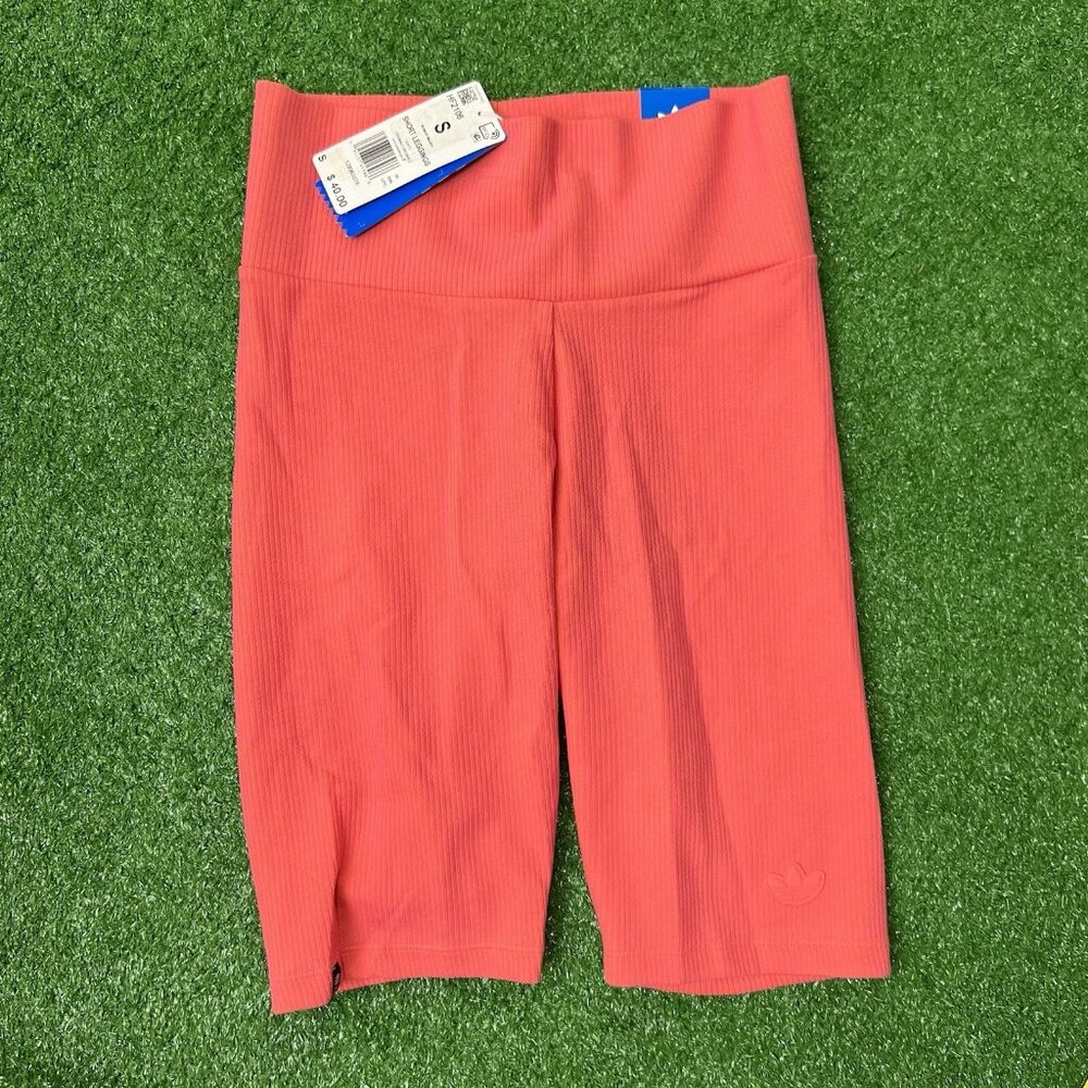 Adidas Shorts Size Small Womens Biker Bright Pink Tights Ribbed Shorts